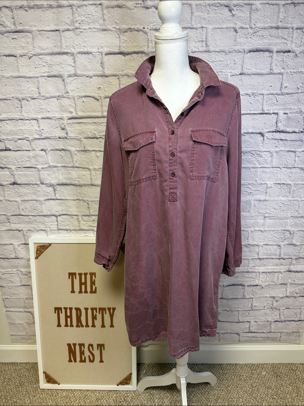 Old Navy Dusty Mauve Button-Up Tunic Dress